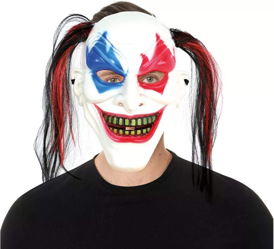 Translation missing: de.Máscara de Payaso bicolor con coletas de plástico