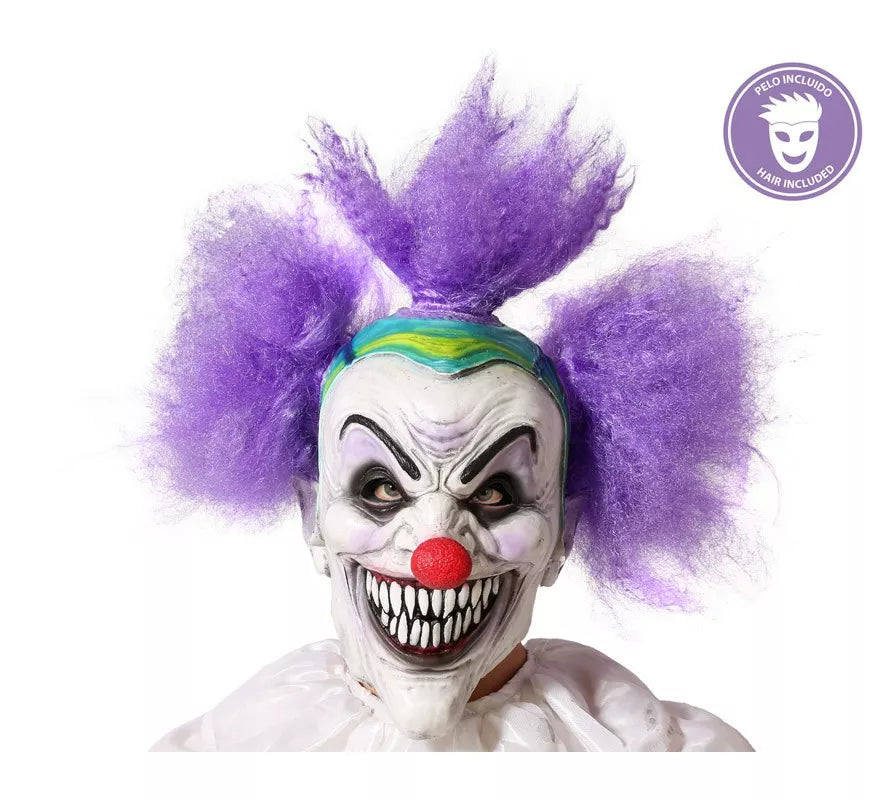 Translation missing: de.Máscara de Payaso con Cabello Morado de Látex