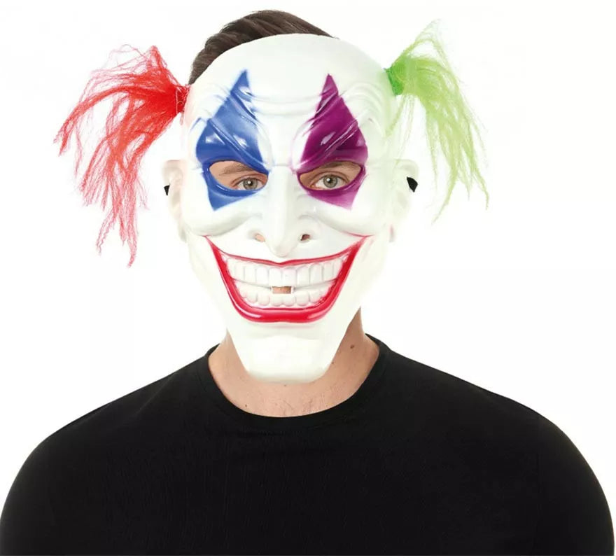 Translation missing: de.Máscara de Payaso con pelo bicolor de plástico