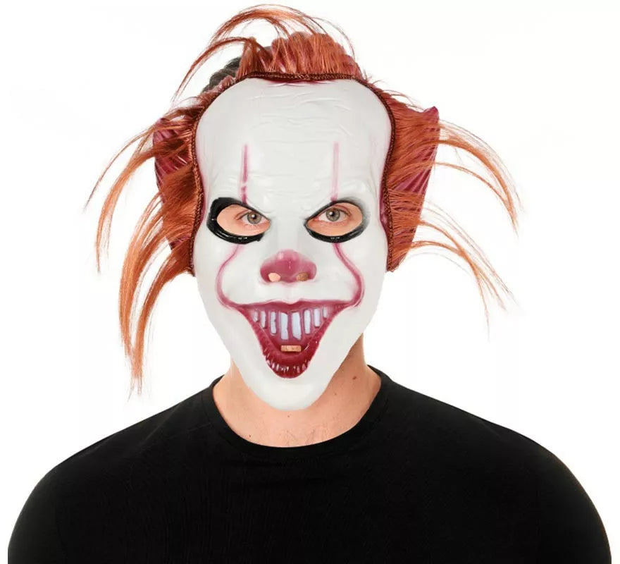 Translation missing: de.Máscara de Payaso con pelo rojo de plástico