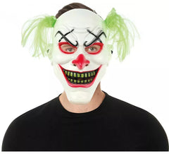 Clownmaske mit grünen Plastikhaaren