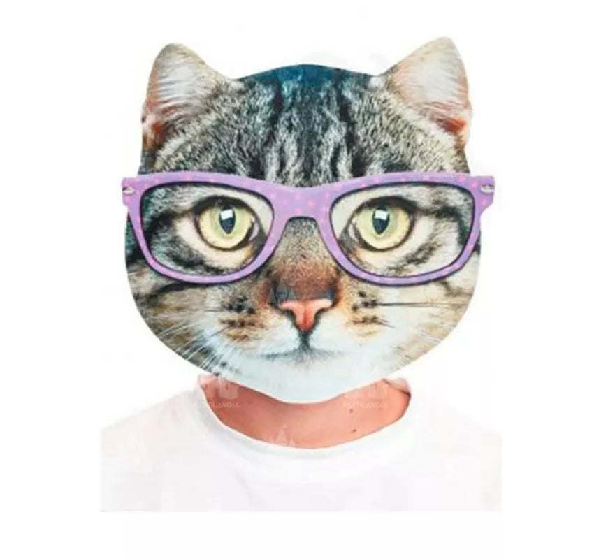 Translation missing: de.Máscara Gato con gafas estampado