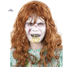 Latexmaske mit Haaren von Regan , dem Mädchen aus „Der Exorzist“.