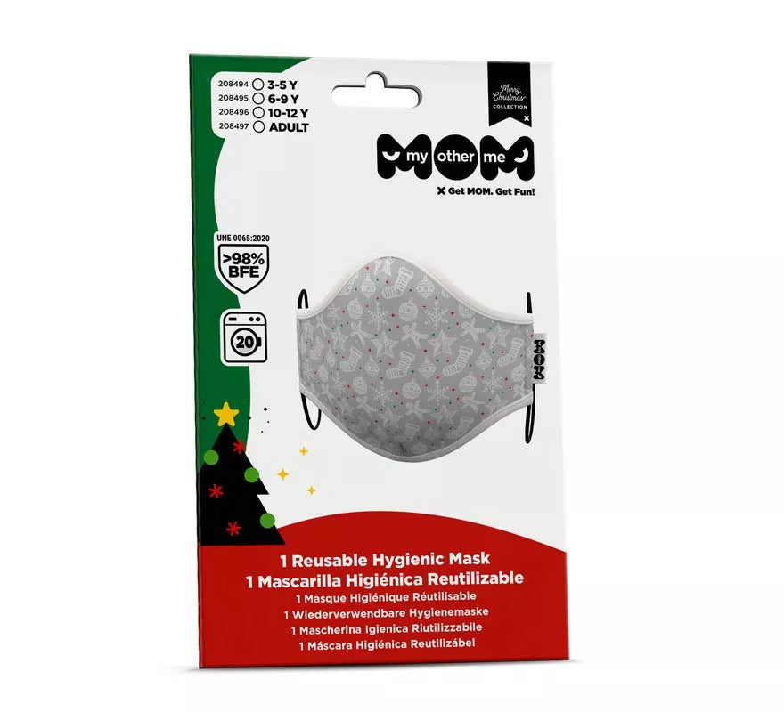 Mascarilla higiénica adultos Gris Adornos Navidad