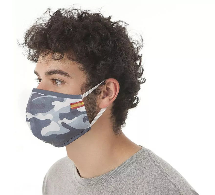 Translation missing: de.Mascarilla Higiénica Camuflaje gris con Bandera 3 filtros