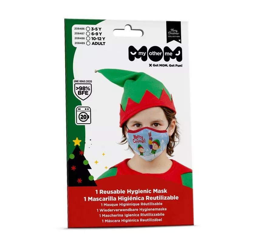 Mascarilla higiénica infantil Elfos Navidad