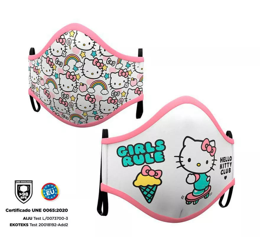 Mascarilla higiénica para adultos Hello Kitty Pack de 2