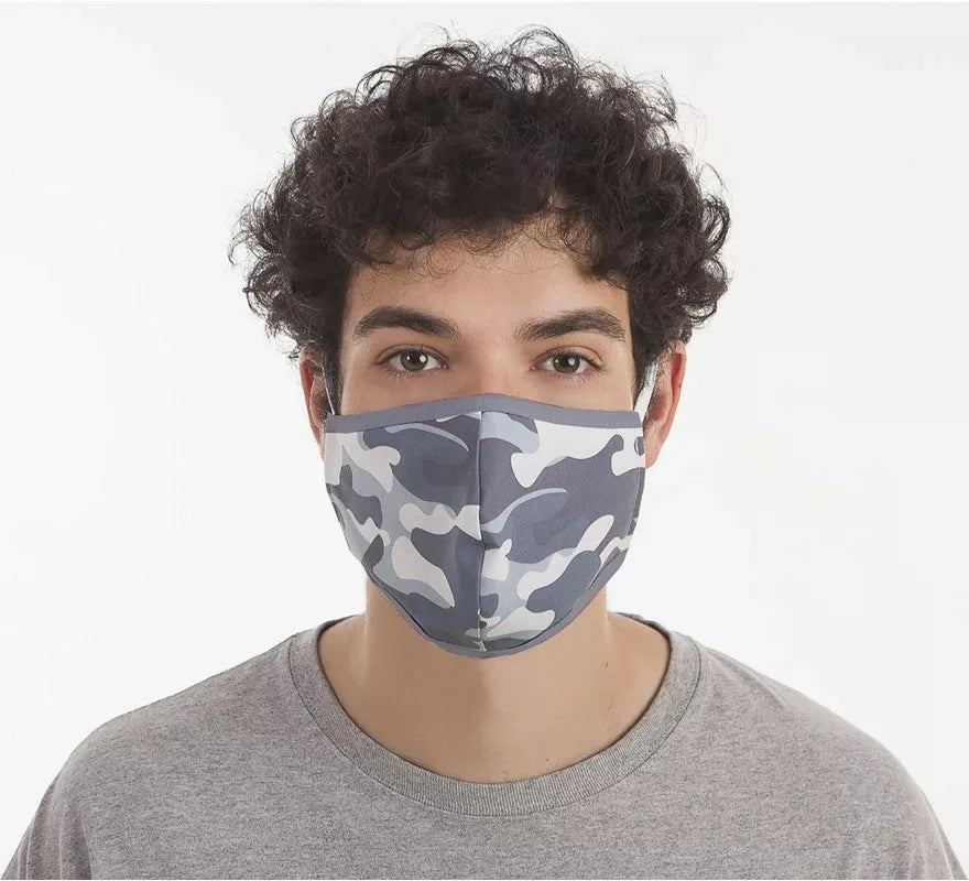 Translation missing: de.Mascarilla Higiénica Protectora Camuflaje gris 3 filtros