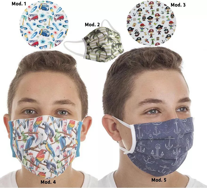 Translation missing: de.Mascarilla Higiénica Protectora infantil Verano estampados surtidos 3 filtros