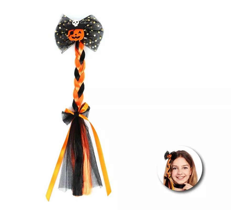 Mechón Calabaza negro y naranja infantil