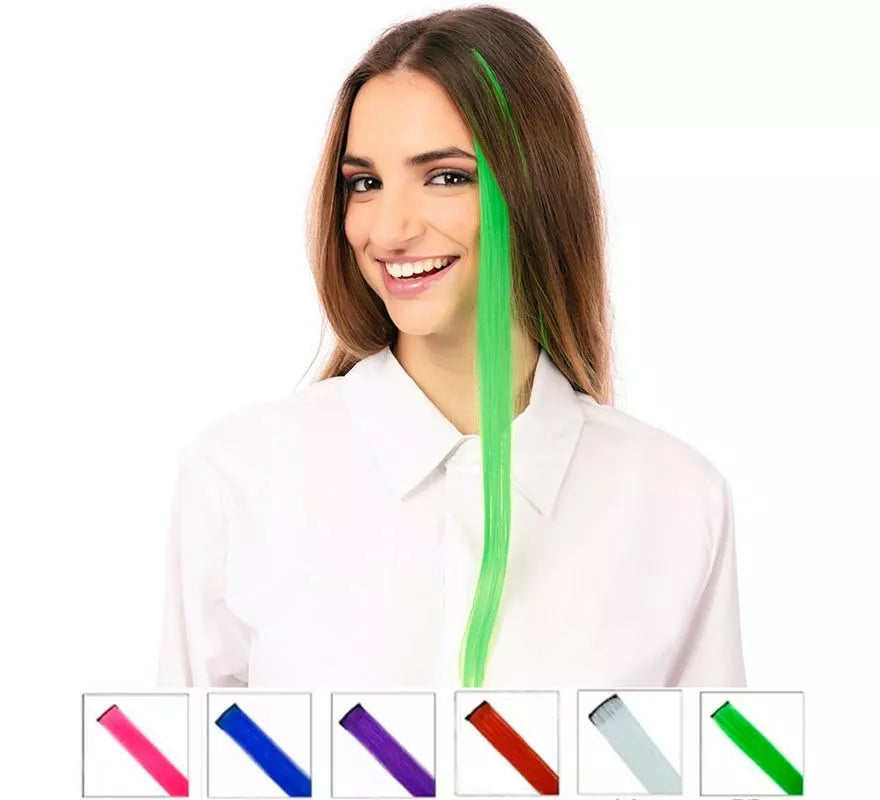 Translation missing: de.Mechón de Cabello verde claro en colores surtidos de 55 cm