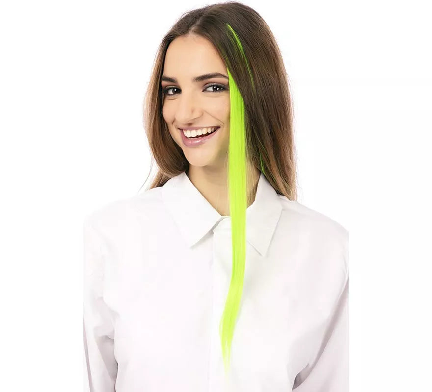 Mechón de Cabello verde claro en colores surtidos de 55 cm