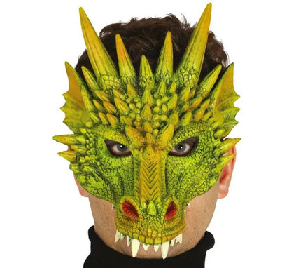 Media Careta de Dragón o Reptil verde