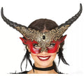 Media Máscara de Demonio roja con cuernos
