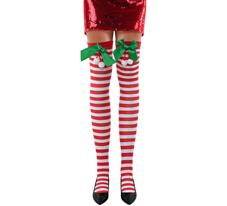 Translation missing: de.Medias a Rayas rojas Lazo de Navidad para adulto