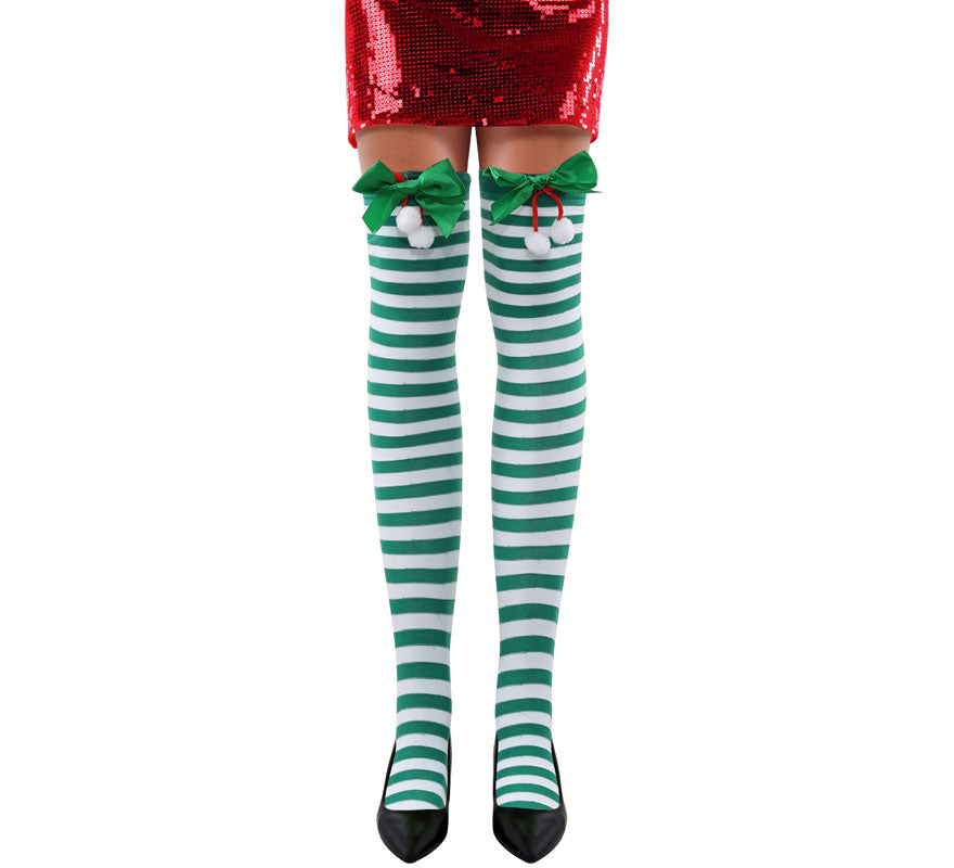 Translation missing: de.Medias a Rayas verdes Lazo de Navidad para adulto