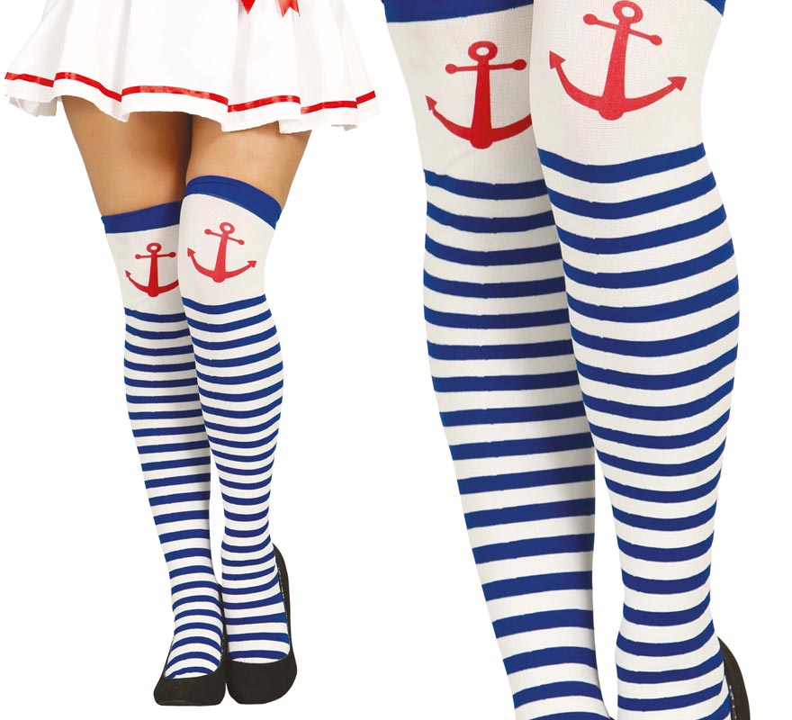 Translation missing: de.Medias de Marinera rayadas con anclas