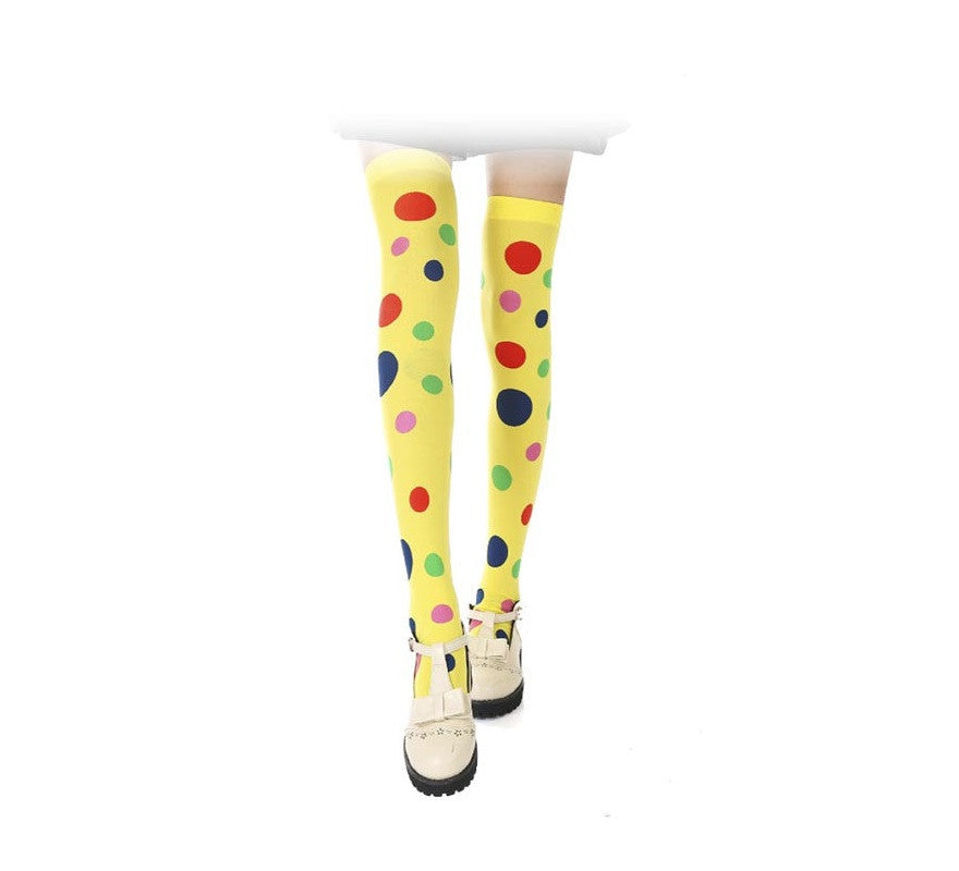 Translation missing: de.Medias de Payaso amarillas con lunares adulto