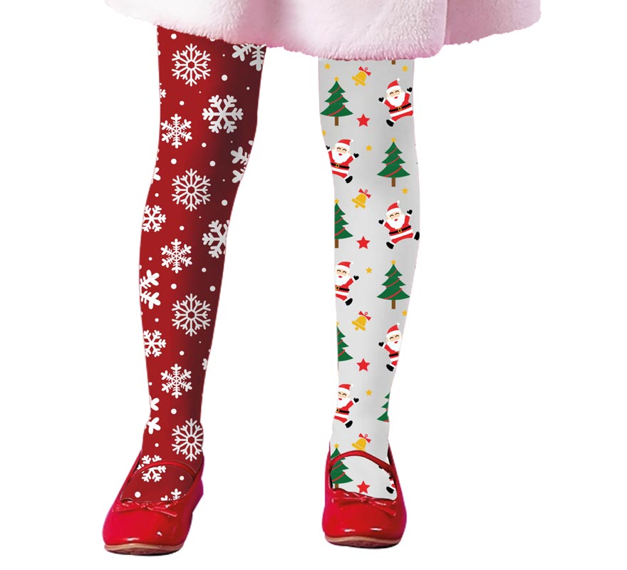 Translation missing: de.Medias Navideñas doble estampado copos y árbol infantiles