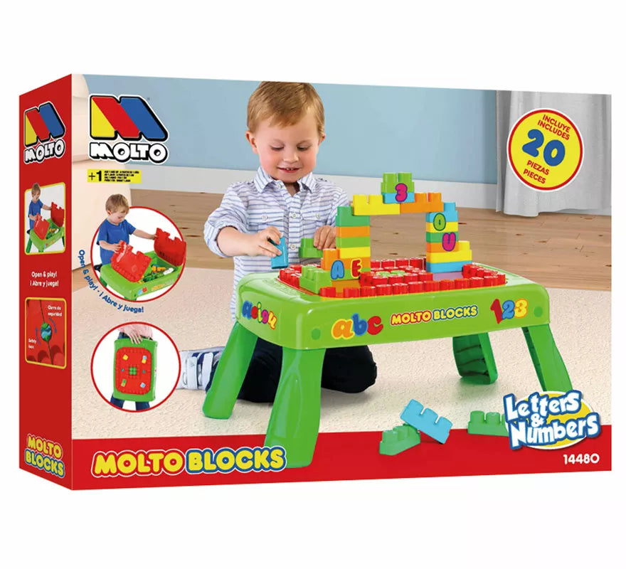 Mesa de Bloques infantil con 20 Piezas