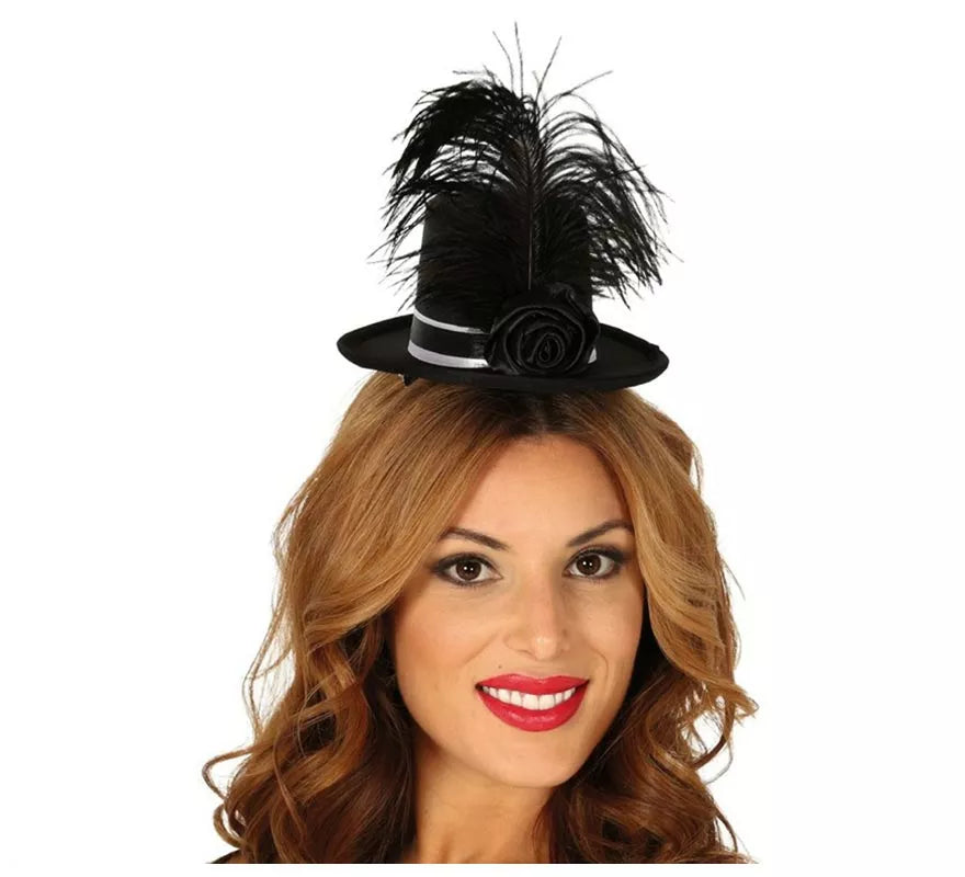 Mini Chistera Negra con Plumas