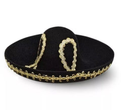 Schwarzer und goldener mexikanischer Mini-Sombrero für Erwachsene