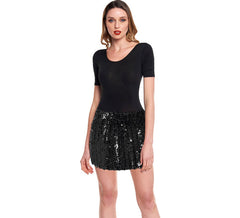 Schwarzer Pailletten-Minirock für Damen