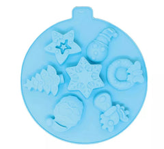 24 cm große runde Silikonform für 7 Weihnachtsplätzchen