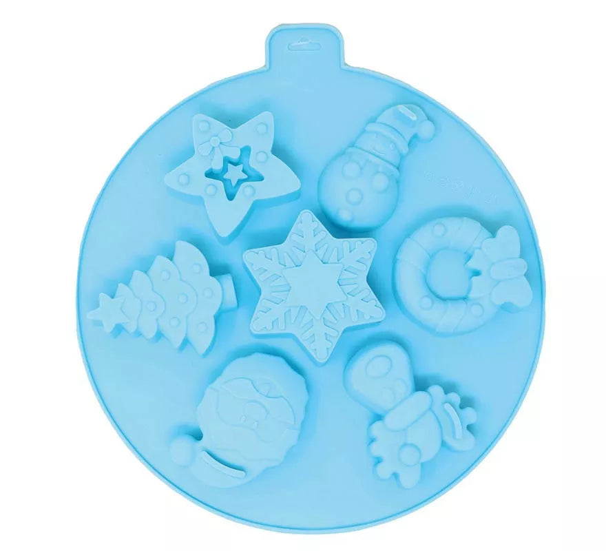 Translation missing: de.Molde Circular para 7 Galletas Navideñas de silicona de 24 cm