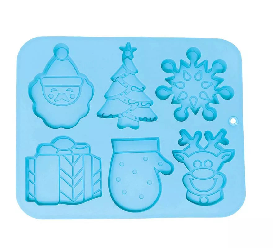 Translation missing: de.Molde Cuadrado para 6 Galletas Navideñas de silicona de 22x18 cm