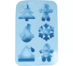 Blaue Silikonform für 6 Weihnachtsplätzchen von 16x25 cm