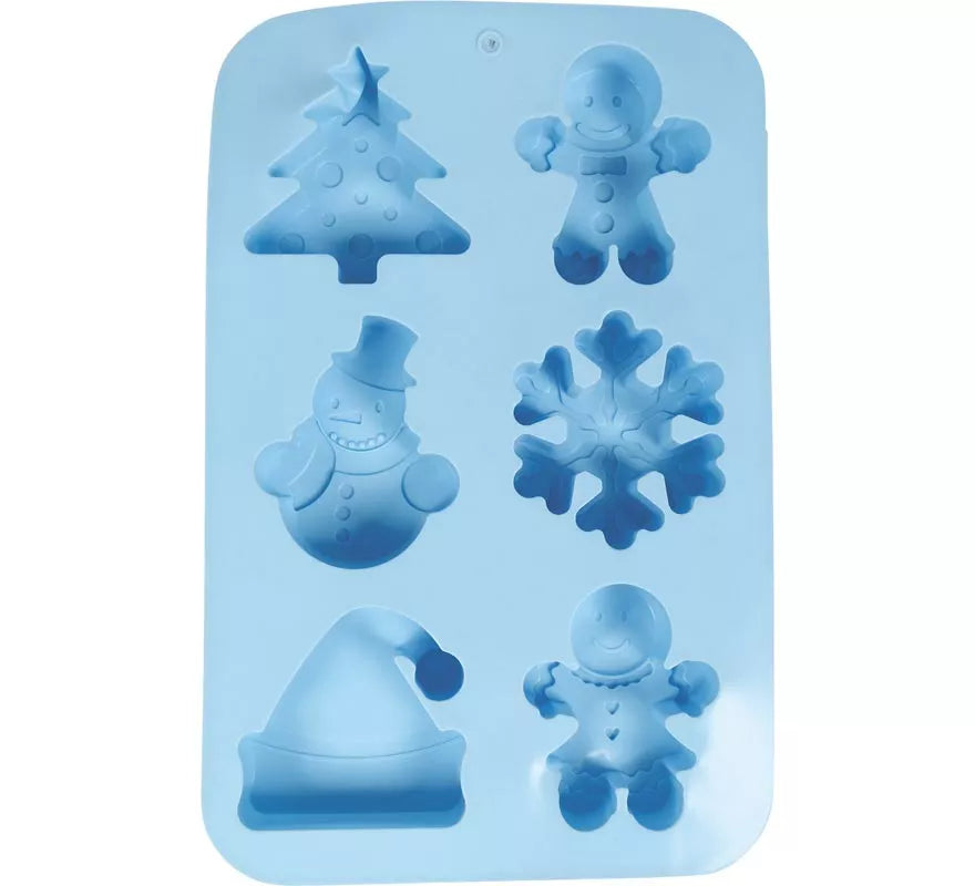 Translation missing: de.Molde de Silicona azul para 6 Galletas Navideñas de 16x25 cm