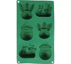 Grüne Silikonform für 6 Weihnachtsplätzchen von 17x29 cm