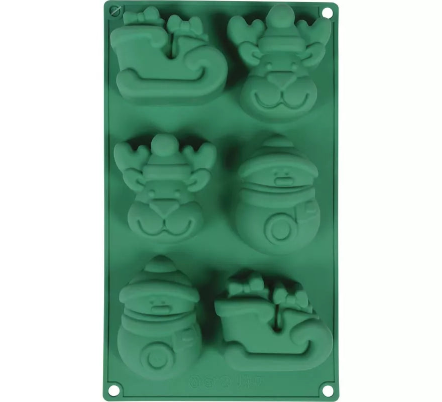 Translation missing: de.Molde de Silicona verde para 6 Galletas de Navideñas de 17x29 cm