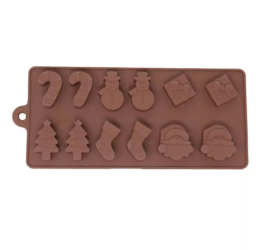 Molde Rectangular para 12 Galletas Navideñas de silicona de 10x20 cm