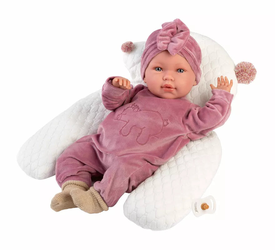 Translation missing: de.Muñeca Abril Llorona de 42 cm con Chichonera y Conjunto