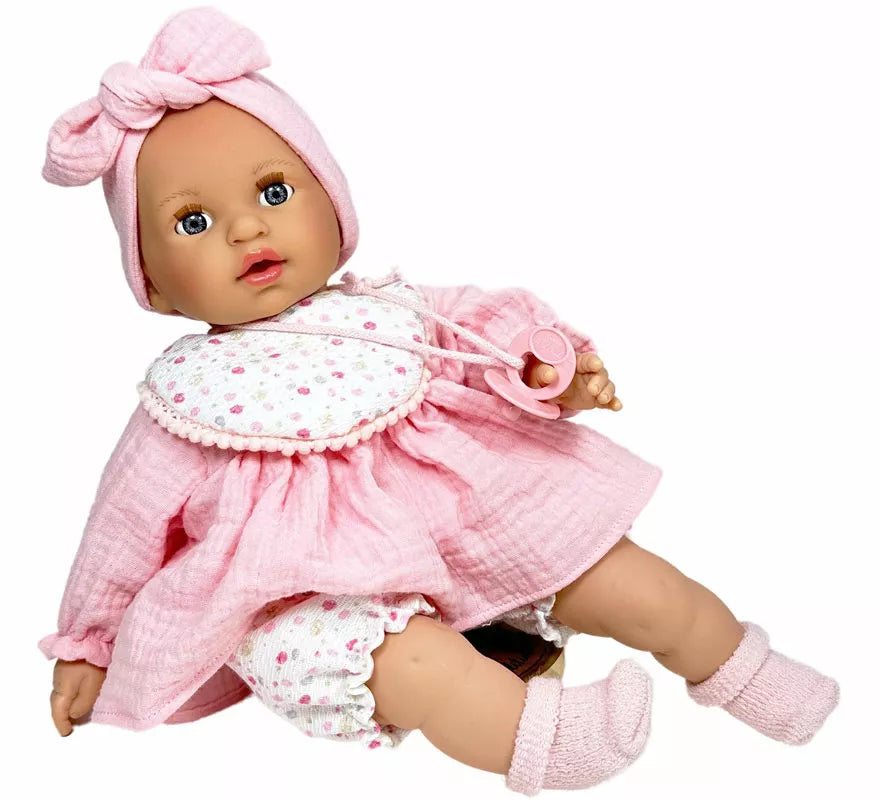 Translation missing: de.Muñeca Álex Muselina rosa con Chupete de 40 cm