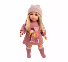 35 cm große Elena-Puppe mit Kleid und Strickmütze