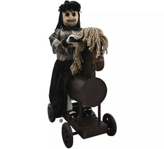 Puppe auf Schaukelpferd mit Licht, Sound und Bewegung, 88 cm
