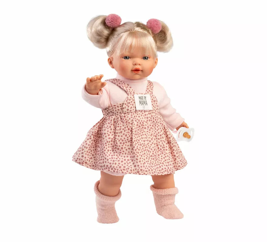 Muñeca Roberta Llorona de 33 cm con Peto y Chupete
