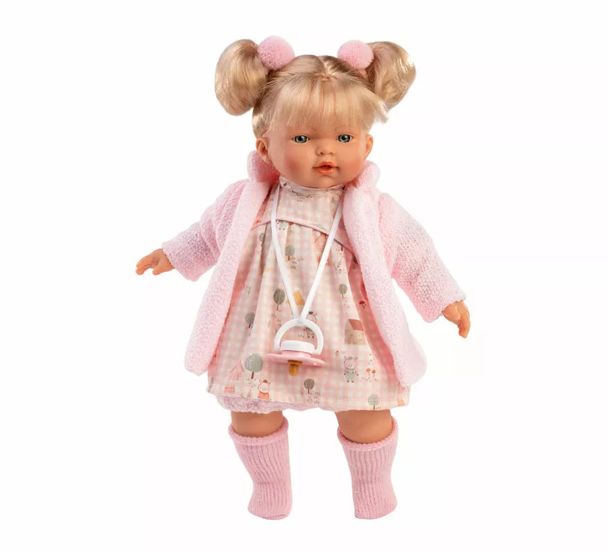 Translation missing: de.Muñeca Roberta Llorona de 33 cm con Vestido de Cuadros y Chaqueta