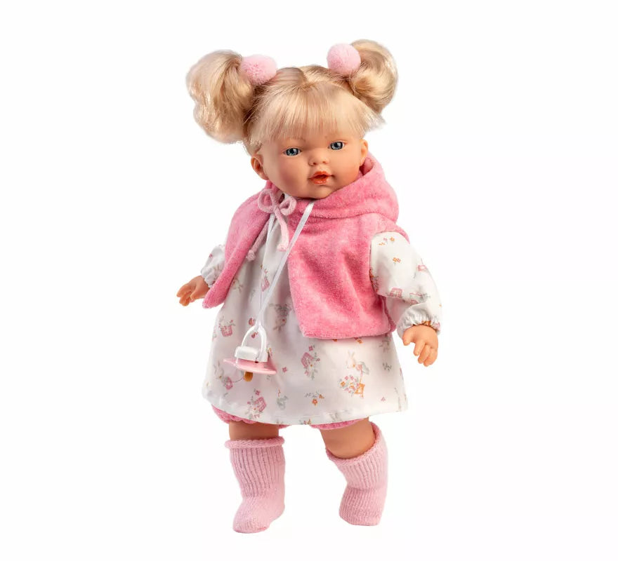 Translation missing: de.Muñeca Roberta Llorona de 33 cm con Vestido Estampado y Capa