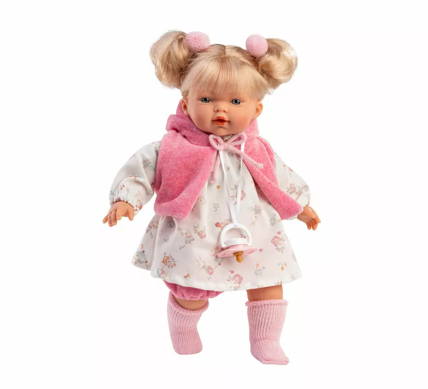 Translation missing: de.Muñeca Roberta Llorona de 33 cm con Vestido Estampado y Capa