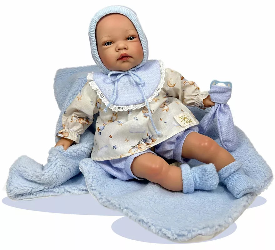 Translation missing: de.Muñeco Carlo con Manta y Conjunto azul de 45 cm