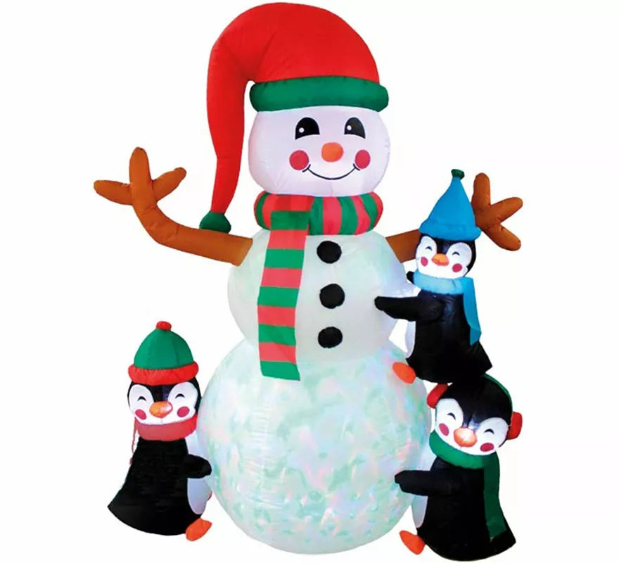 Translation missing: de.Muñeco de Navidad y Pingüinos Hinchables con LED de 182 cm