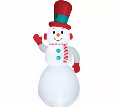 302 cm großer, aufblasbarer, lächelnder Schneemann mit LED-Beleuchtung