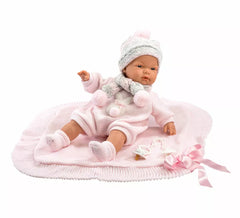 38 cm große Joelle Llorón-Puppe mit Toquilla und Strickoutfit