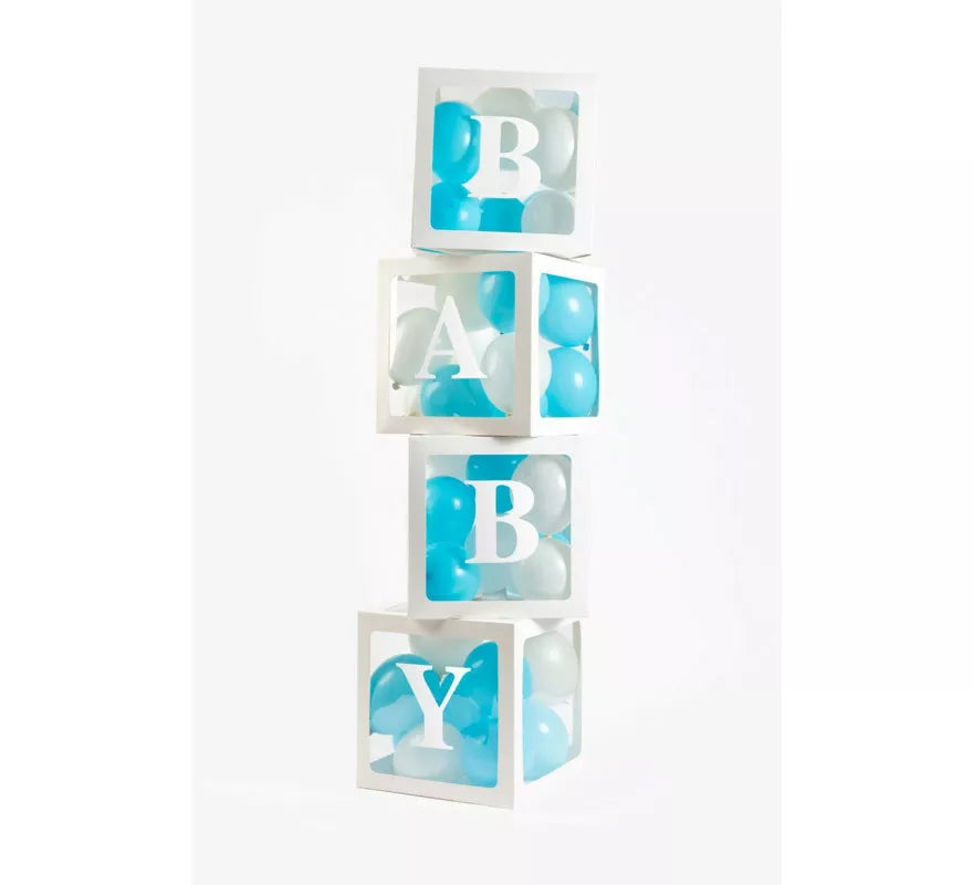 Translation missing: de.Pack 4 Cajas decorativas con pegatinas LOVE y BABY para llenar con Globos