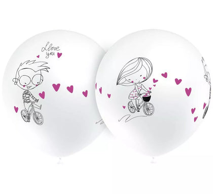 Pack 8 Globos blancos Pareja de Enamorados de 95 cm perímetro
