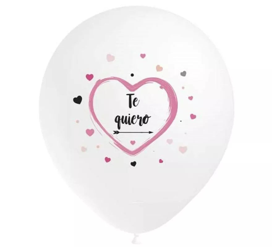 Translation missing: de.Pack 8 Globos blancos Te Quiero de 95 cm perímetro